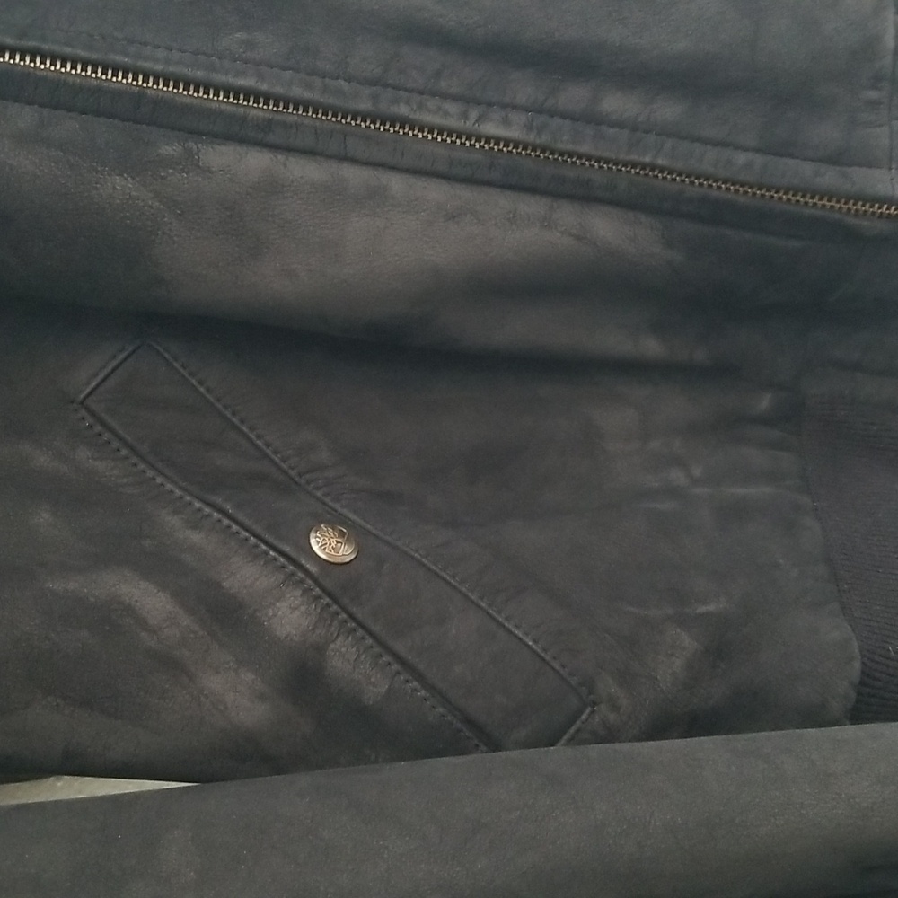 TIMBERLAND Vintage Weatherproof Suede Leather Bomber Black Large - Picture 3 of 12